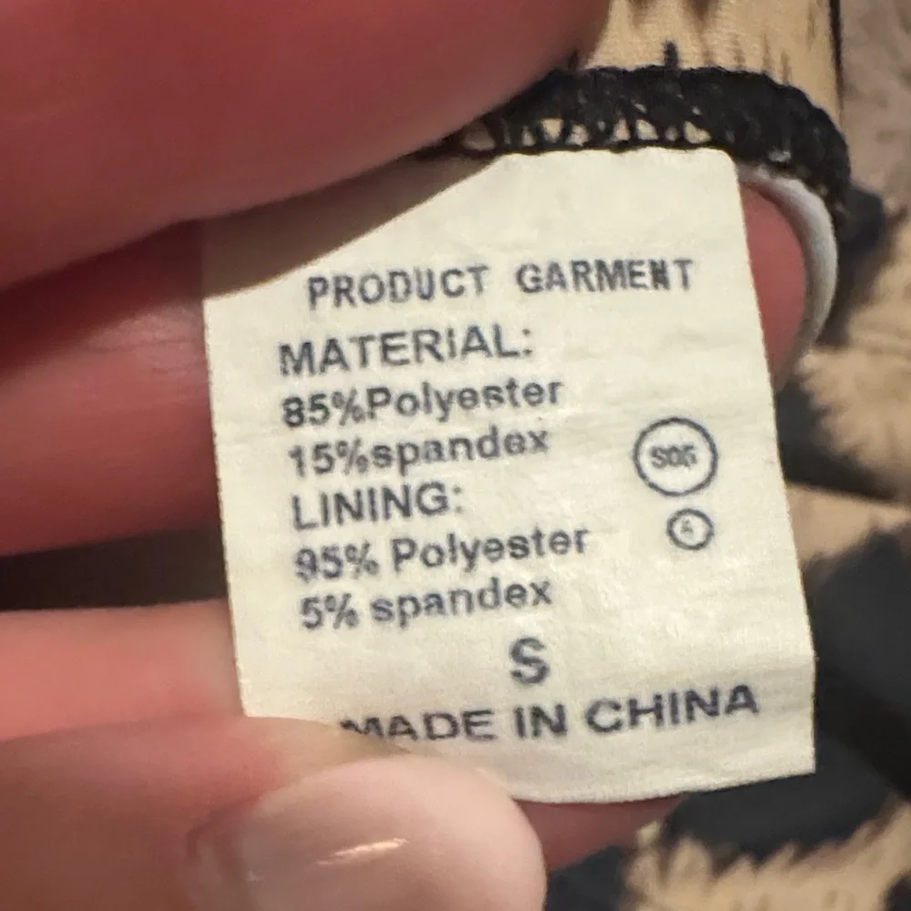 Leopard Print Bikini Set Hi-cut Bottoms Animal Print Swimsuit Black Tan Small - Picture 6 of 8